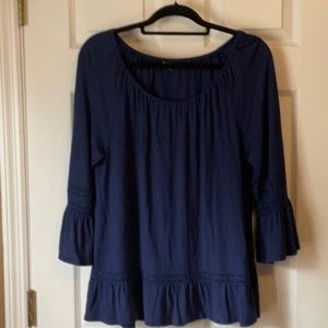 New Directions Women’s Ballon Sleeves Cutouts 3/4 Sleeves Top Size Medium